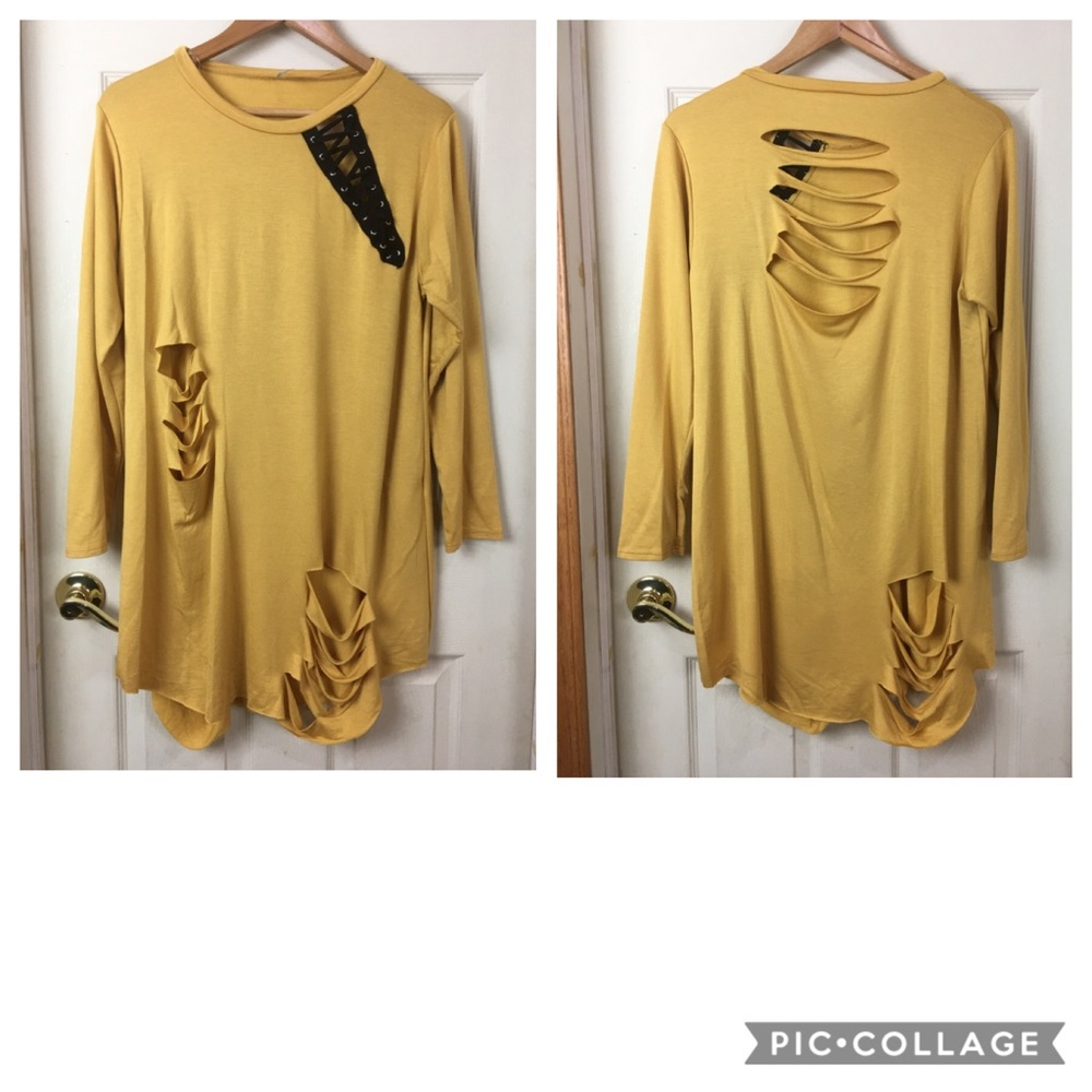 NWOT Auditions {boutique brand} yellow slashed top
